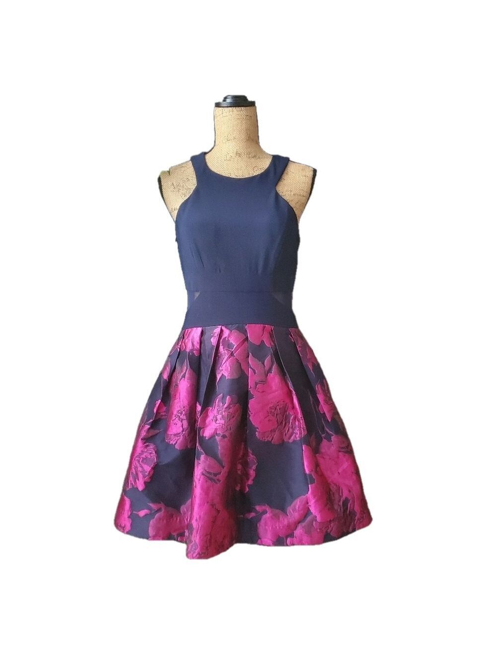 X by Xscape Navy Fuchsia Sleeveless Cocktail Party Dress Size 10 NWT